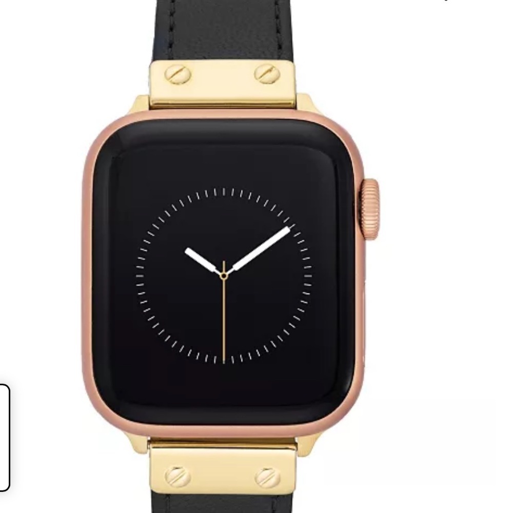 Anne Klein Black Genuine Leather Band for Apple Watch (Series 10) & 38/40/41mm